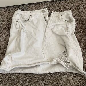 White Distressed Denim Skirt